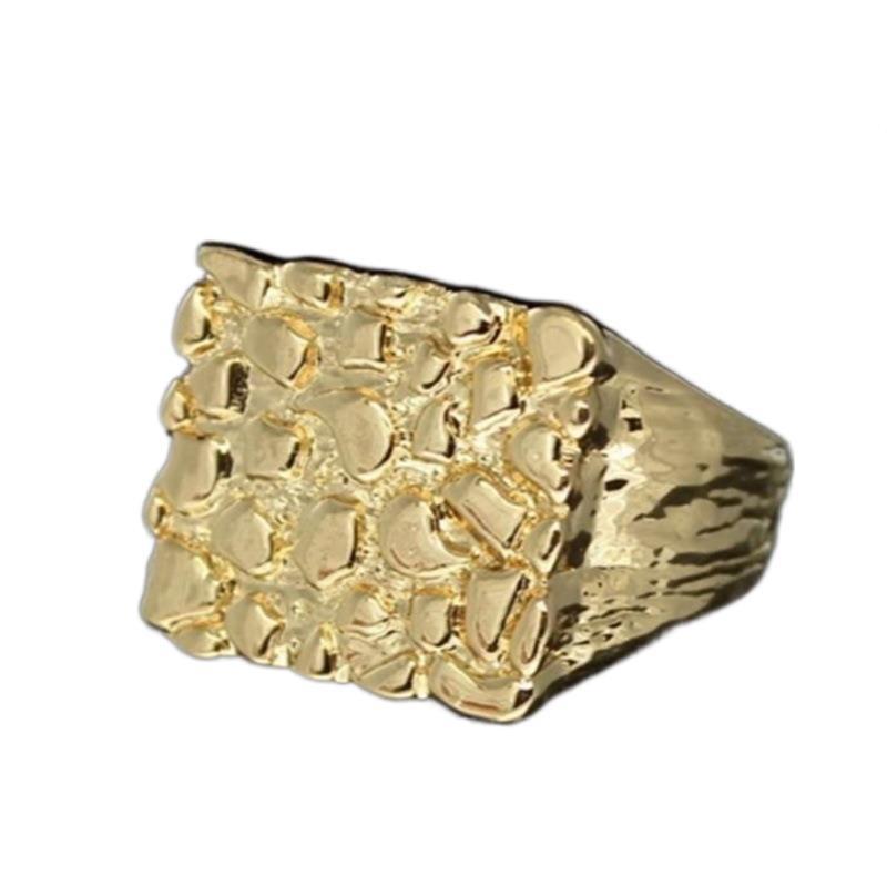 nugget ring Electroplated Gold Geometric Square Pattern Pretty Ring nugget jewelry