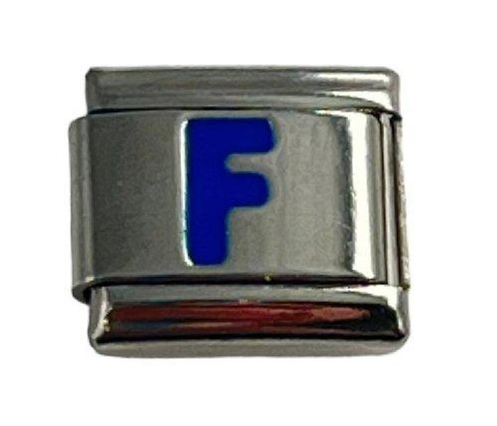 Italian Charm Link Blue Letter F 9mm