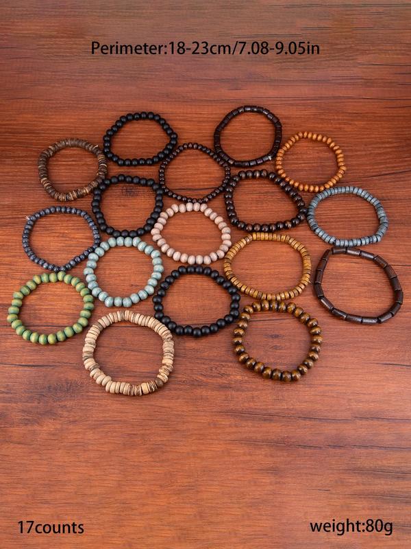 Boho Style Wooden Beaded Bracelet, Casual Trendy Beaded Bracelet, Fashionable Jewelry for Women & Men for Daily & Party Decoration