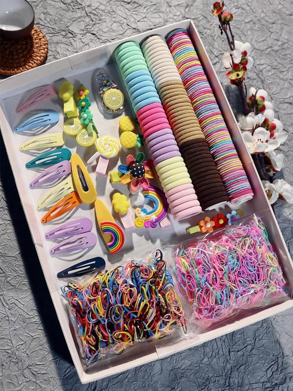 Colorful Hair Accessories Set, 2224pcs Cute Hair Ties & Flower Hair Clip & Claw Clips, 2024 New Style Casual All-match Hair Loops for Party & Daily & Back To School, Birthday Gifts