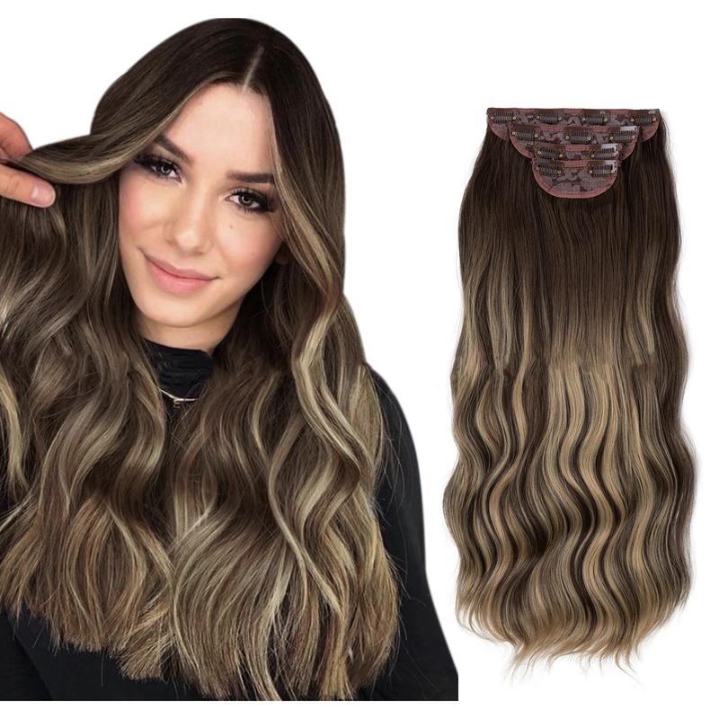 22 Inch Clip-in Hair Extensions,Quality Long Curly Natural &Soft Synthetic Extensions for Women's Daily Wear & Party, Female 2024 Trendy Matching Wig Piece for Any Occasion