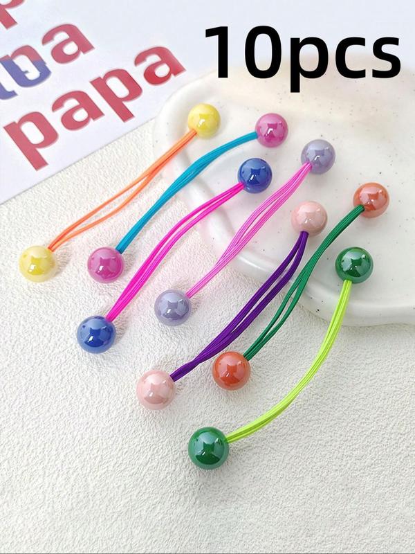 Random Color Cute Ball Beads Hair Tie, 2024 New Style High Stretch Hair Tie for Daily Use, Fashion Hair Accessories for Women, Hairstyles Ideas for Girls