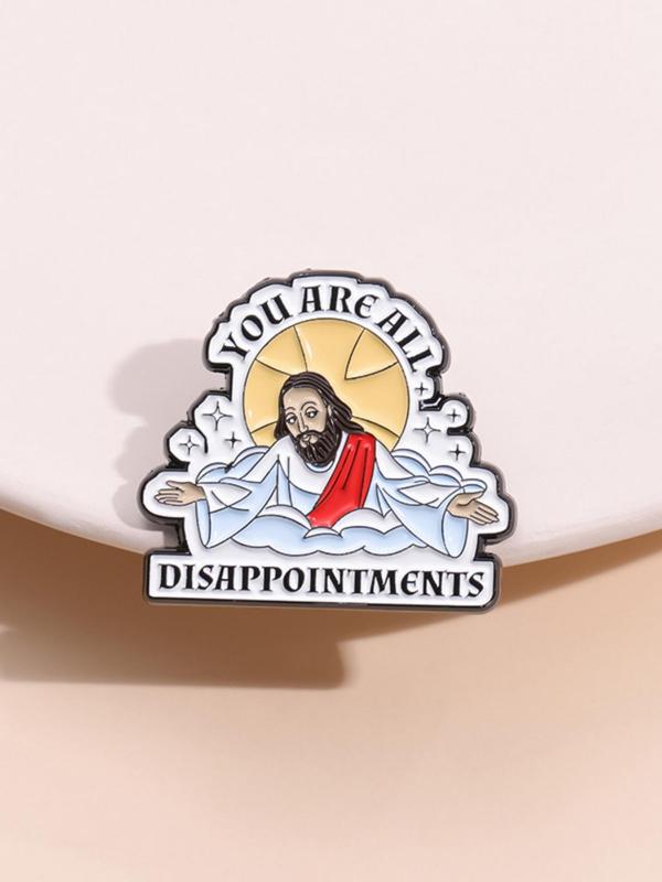 Jesus & Letter Pattern Brooch, Fashion Brooch for Women & Men, Enamel Pin Suitable for Backpacks, Jeans, Scarves, Hats Decoration