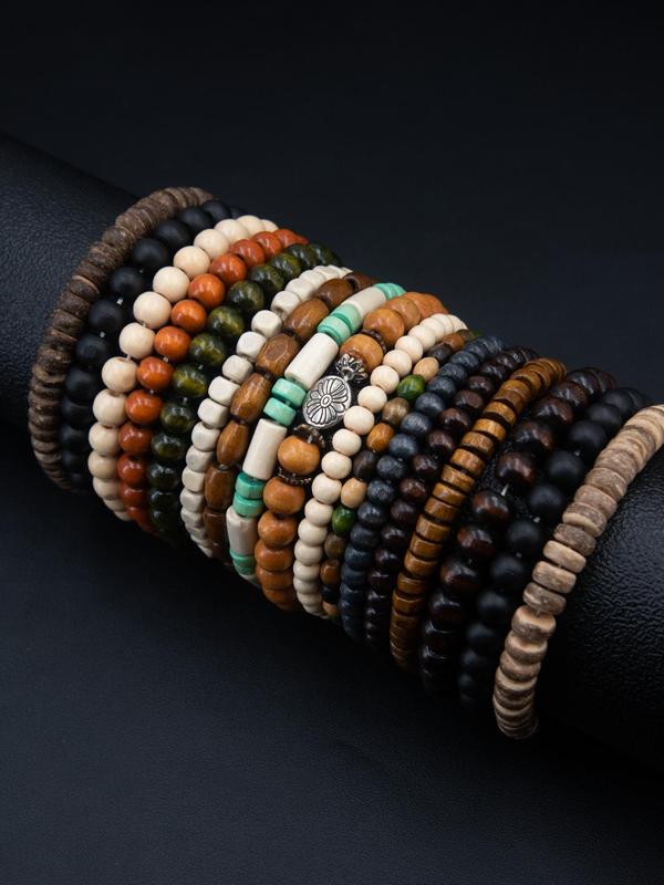 Boho Style Wooden Beaded Bracelet, Casual Trendy Beaded Bracelet, Fashionable Jewelry for Women & Men for Daily & Party Decoration