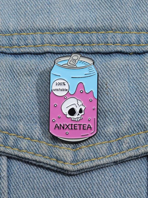 Cartoon Can Design Brooch, Fashionable Alloy Badge for Daily Clothing Decor, Trendy All-match & Exquisite Brooch for Birthday Gift