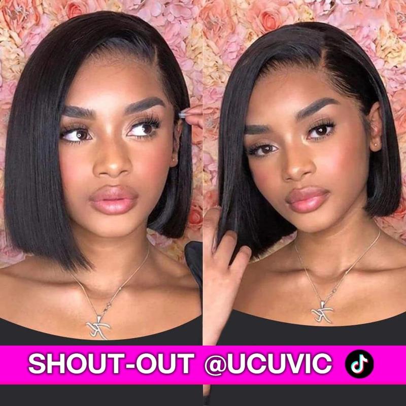 UCUVIC Bob Wig Human Hair 13x4 HD Lace Front BOB Wigs for Black Women Human Hair Glueless Wigs Human Hair Pre Plucked 180% Density 10 Inch