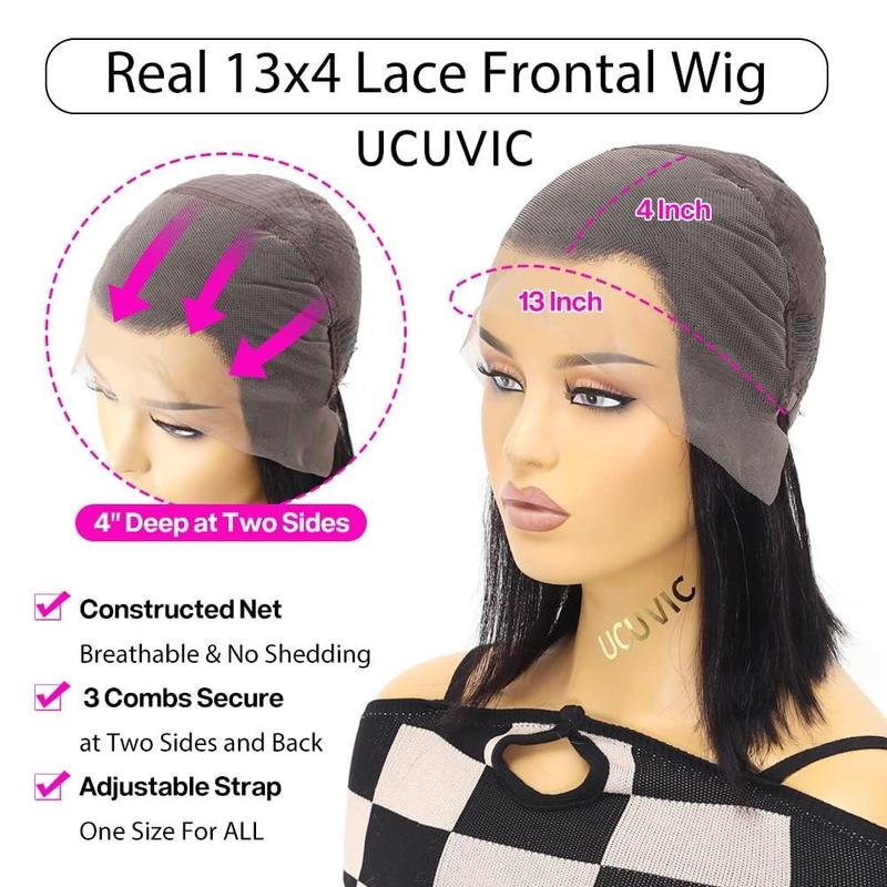 UCUVIC Bob Wig Human Hair 13x4 HD Lace Front BOB Wigs for Black Women Human Hair Glueless Wigs Human Hair Pre Plucked 180% Density 10 Inch