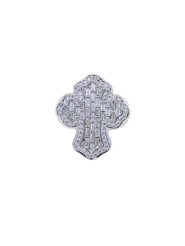 Rhinestone Decorated Cross Promise Ring for Men, Prong Ring for Men, Hip Hop Iced Out Jewelry for Party, Trendy All-match & Exquisite Jewelry for Birthday Gift