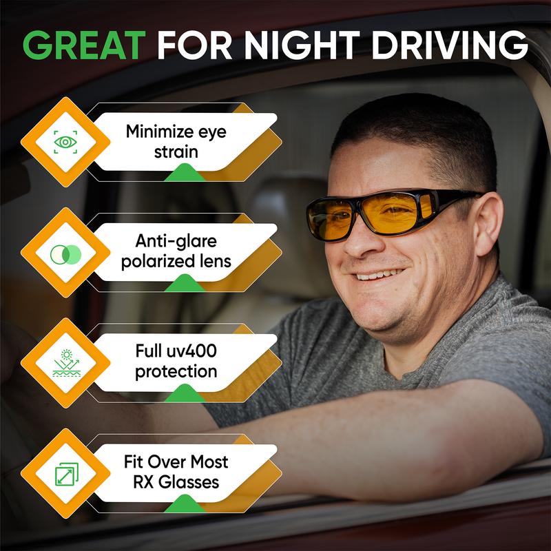 Night Vision Pro Official Night Driving Glasses with Glarecut Technology. Polarized Yellow Lenses Anti Glare Night Driving Glasses for Driving At Night