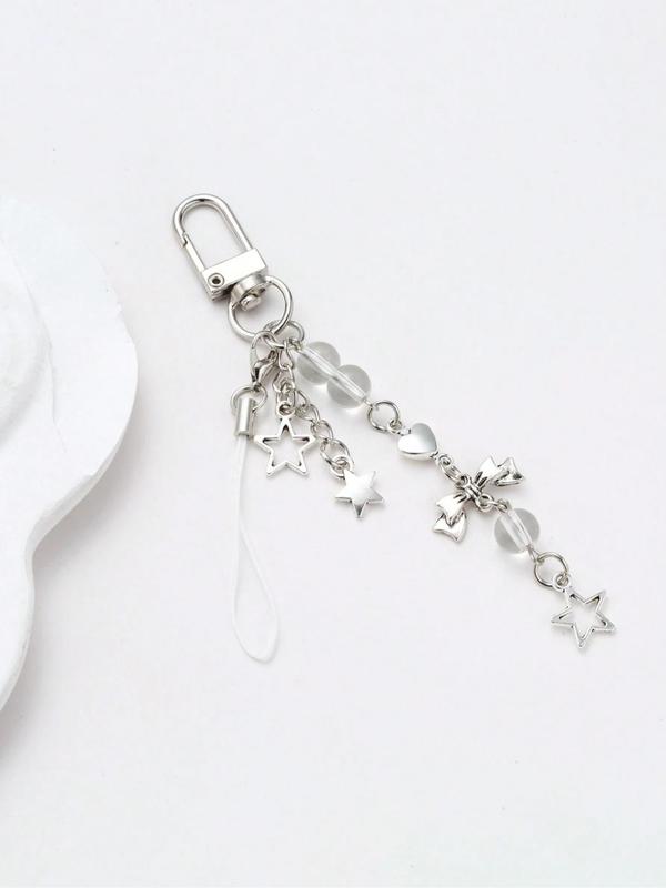 Cute Bow & Heart Design Keychain, Zinc Alloy Keychain for Women & Girls, Fashion Keychain for Bag, Car, Phone Decoration