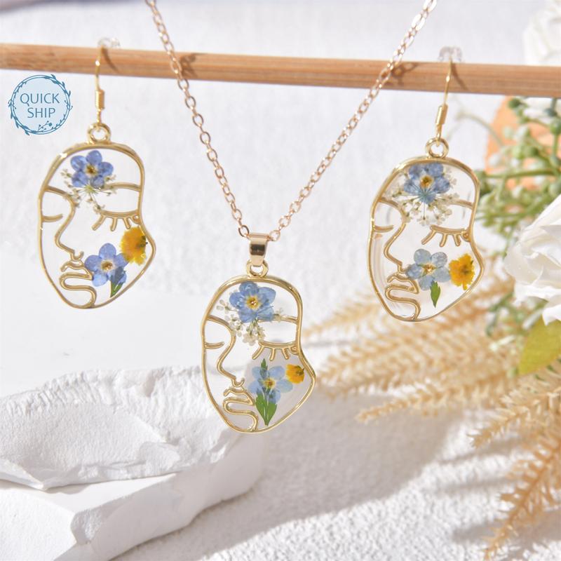 Handmade Gold Plated Forget Me Not Earrings & Necklaces for Birthday and Christmas Gift