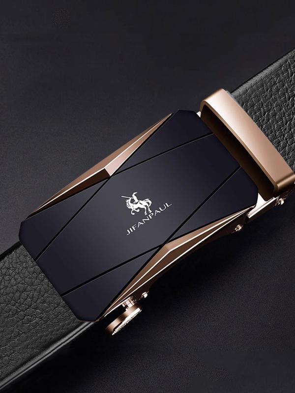 Men's Automatic Buckle Lychee Pattern Waistband, Minimalist Elegant Business Style PU Buckle Belt, PU Leather Business Belt Without Box