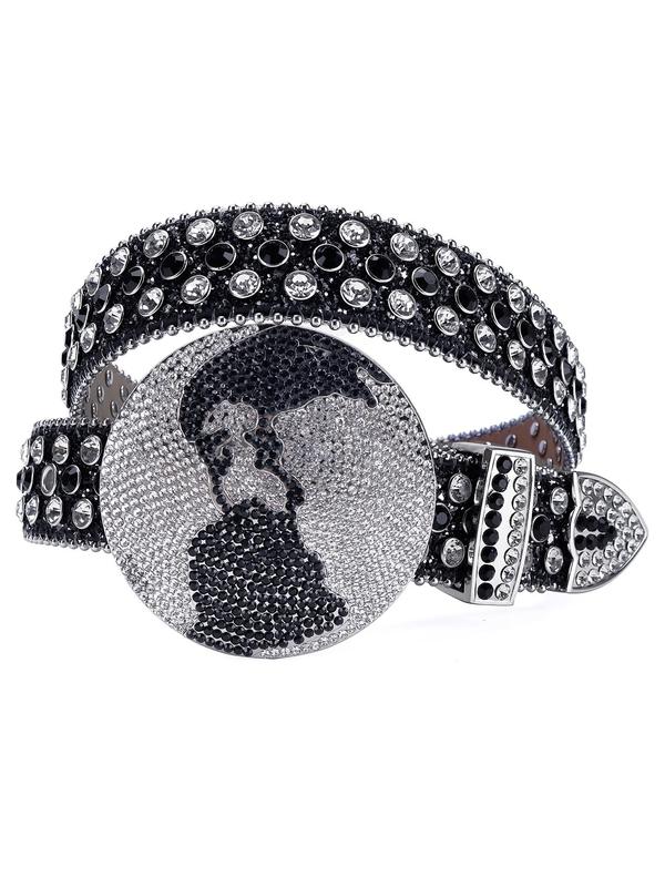 Rhinestone Decorated Belt, Fashionable PU Buckle Belt for Women & Men, Trendy All-match & Exquisite Belt for Daily & Party Clothing Decoration