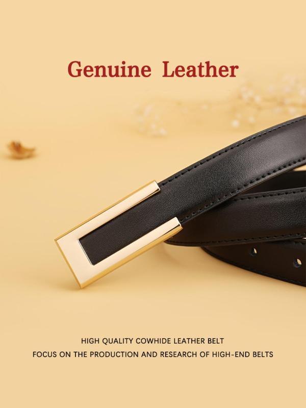 Women's Solid Color Split Leather Belt, Fashionable Casual Waistband for Jeans, Pants, Trousers, Daily Clothing Decoration