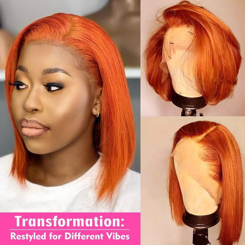 UCUVIC Ginger Lace Front Wigs Bob Wig 13x4 HD Lace Frontal Wigs Human Hair Pre Plucked Color #350 Bob Ginger Wig Human Hair Wigs For Black Women 180% Density 12Inch