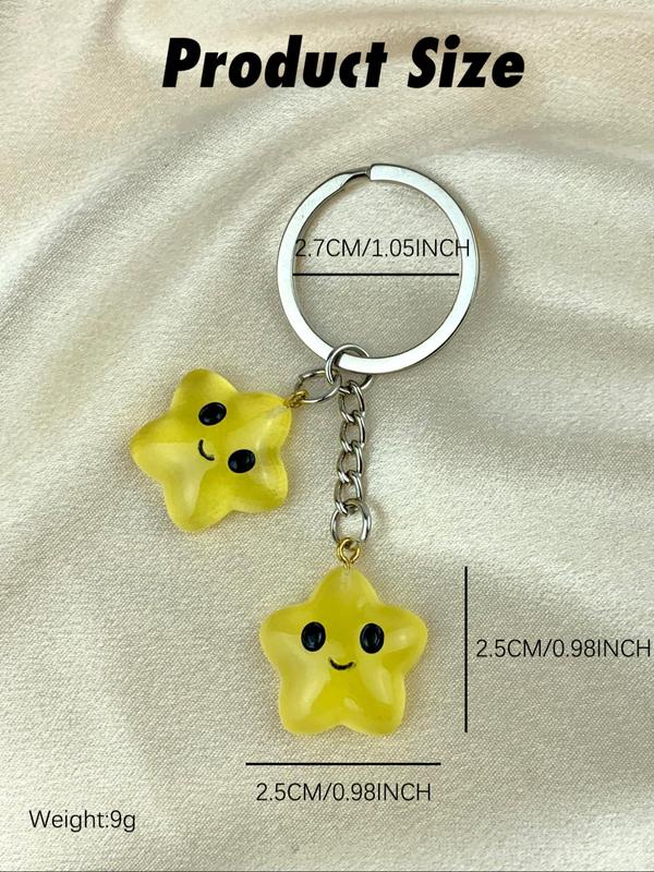 Fall Cute Star Design Keychain, 2024 New Style Glow in The Dark Keychain for Women & Men, Fashion Accessories for Daily Bag Key Decoration, Birthday Gift for Friend, Car Accessories for Girls, Glow in the Dark Girl