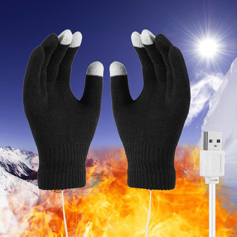 USB Rechargeable Electric Heating Gloves Winter Warm Ski Touchscreen Men Women