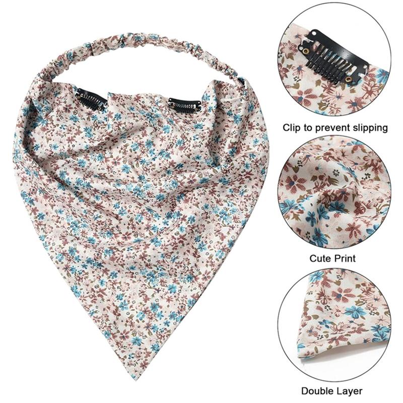 3PCS Set Floral Printed Elastic Hair Scarf Headband Chiffon Head Kerchief Headband Floral Hair Scarves Hair Clips Hair Bandanas