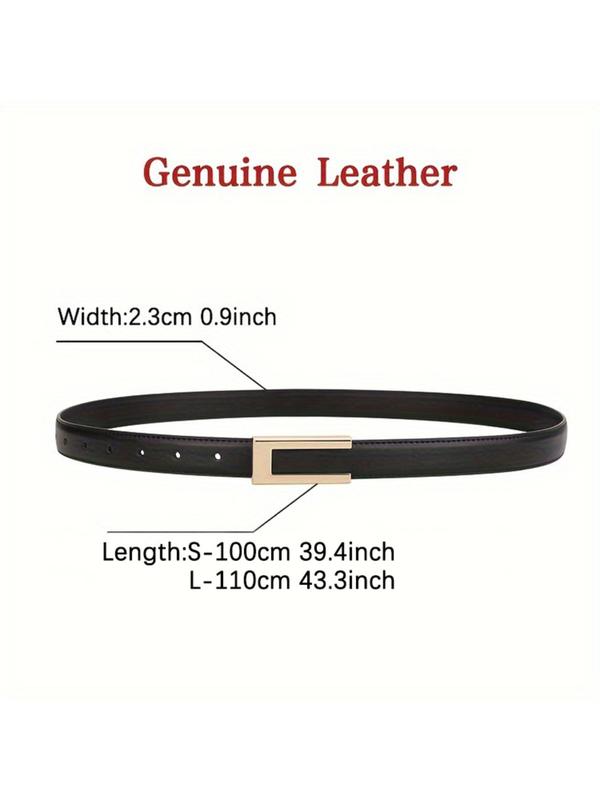 Women's Solid Color Split Leather Belt, Fashionable Casual Waistband for Jeans, Pants, Trousers, Daily Clothing Decoration