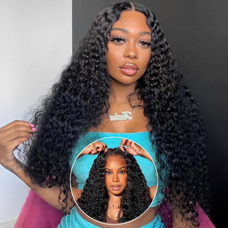 Bling Hair 180% 6x4 Glueless Wig Human Hair Deep Wave Water Wave Curly Lace Closure Wigs For Women 30 32 Inch