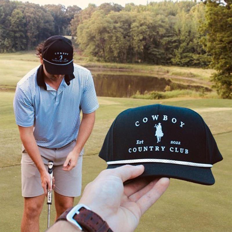 Cowboy Country Club Logo Roped Black Hat-Cowboy Country Club