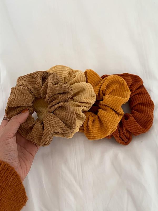 4pcs Minimalist Casual Plain Scrunchies, Simple Design Scrunchies, Elegant High Stretch Scrunchie for Women