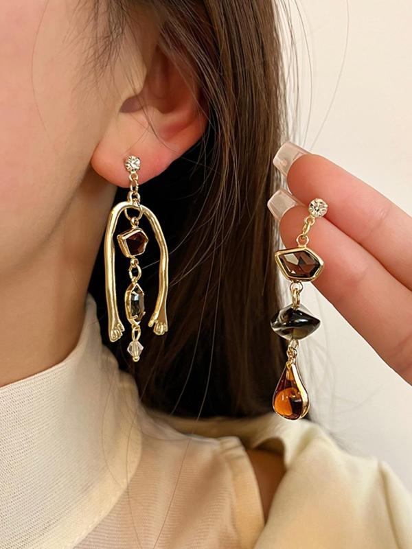 Vintage Geometric Asymmetry Design Dangle Earrings, 2024 New Style Fashion Jewelry for Party, Daily Clothing Decor, Trendy All-match & Exquisite Jewelry for Birthday Gift