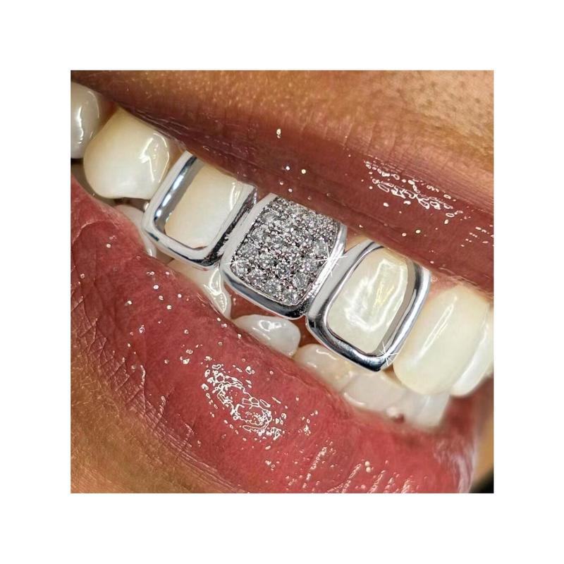 1 count Hip Hop Fashion Hollowed-Out Grillz Three Teeth Personality Accessories Trend Grillz Both Men Women