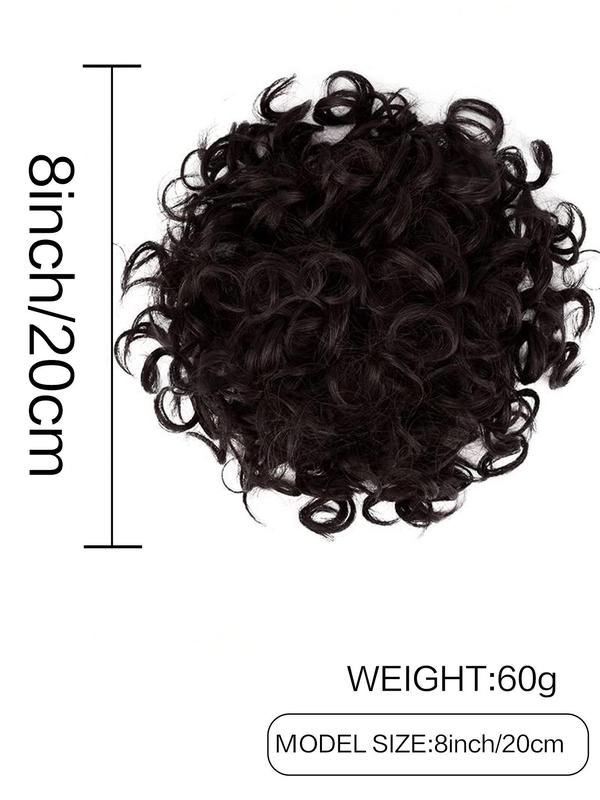 8 Inch Curly Synthetic Hair Bun, Natural Fluffy Hair Bun with Drawstring, Heat Resistant Synthetic Hairpiece for Women & Girls for Daily & Party Hairstyle Ideas