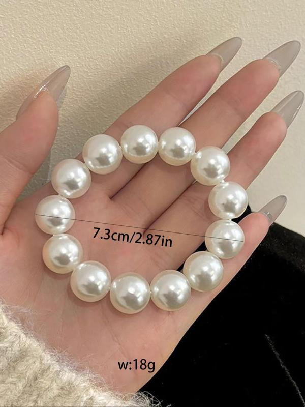 Elegant Style Faux Pearl Decorated Hair Tie (3pcs), High Stretch Hair Scrunchies, Fashion Hair Accessories for Women & Girls