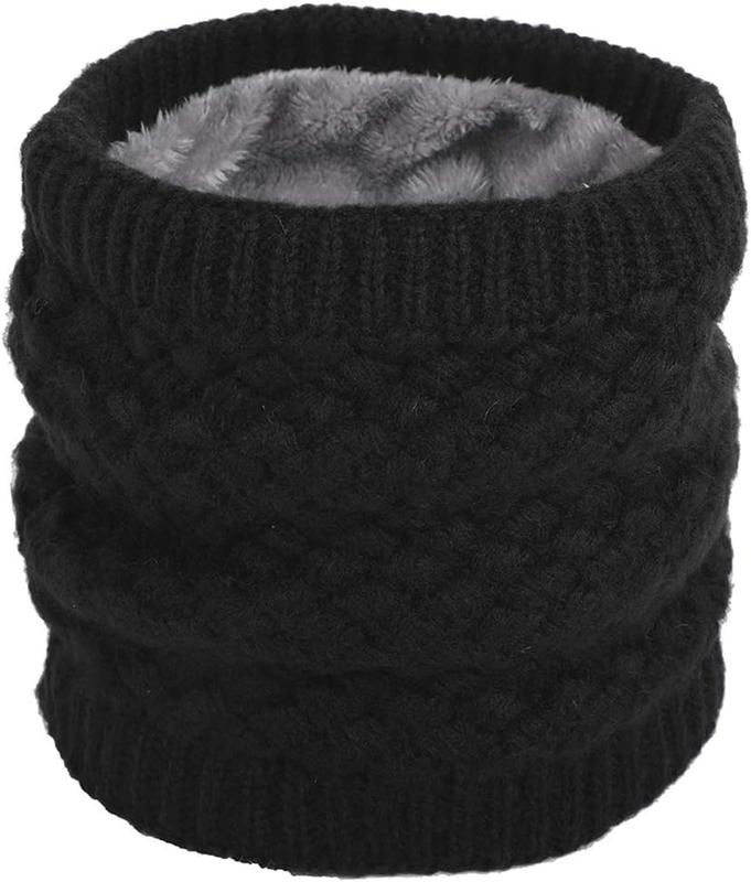 Women Winter Neck Warmer Gaiter Double-Layer Soft Fleece Lined Thick Knit Circle Scarf Windproof