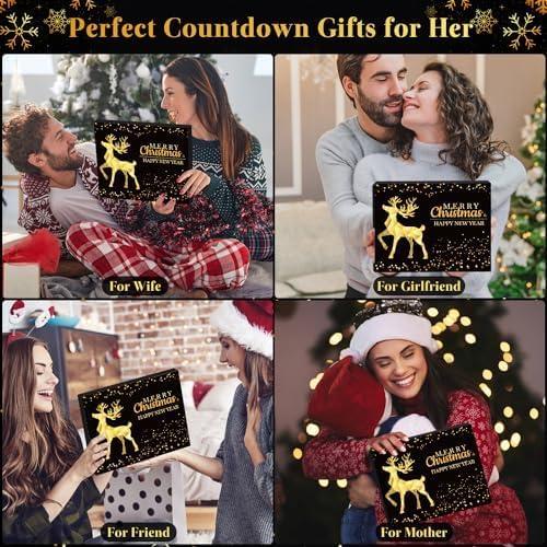 Jewelry Advent Calendar for Adult Women, 24 Day Christmas Countdown Calendar with Gold Earrings, Necklaces, Bracelets, and Rings, Xmas Surprise Gift for Wife Friends