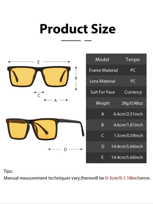 Unisex Simple Style Plain Color Sunglass Trends 2024, Trendy Square Frame Sunglasses for Sun Blocking, Fashion Glasses Accessories for Outdoor Activities