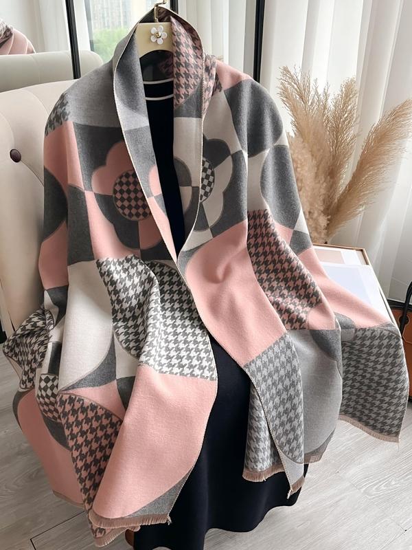 Women's Plaid Print Scarf, Casual Soft Warm Shawl for Daily Wear, Fashion Accessories for Women & Girls