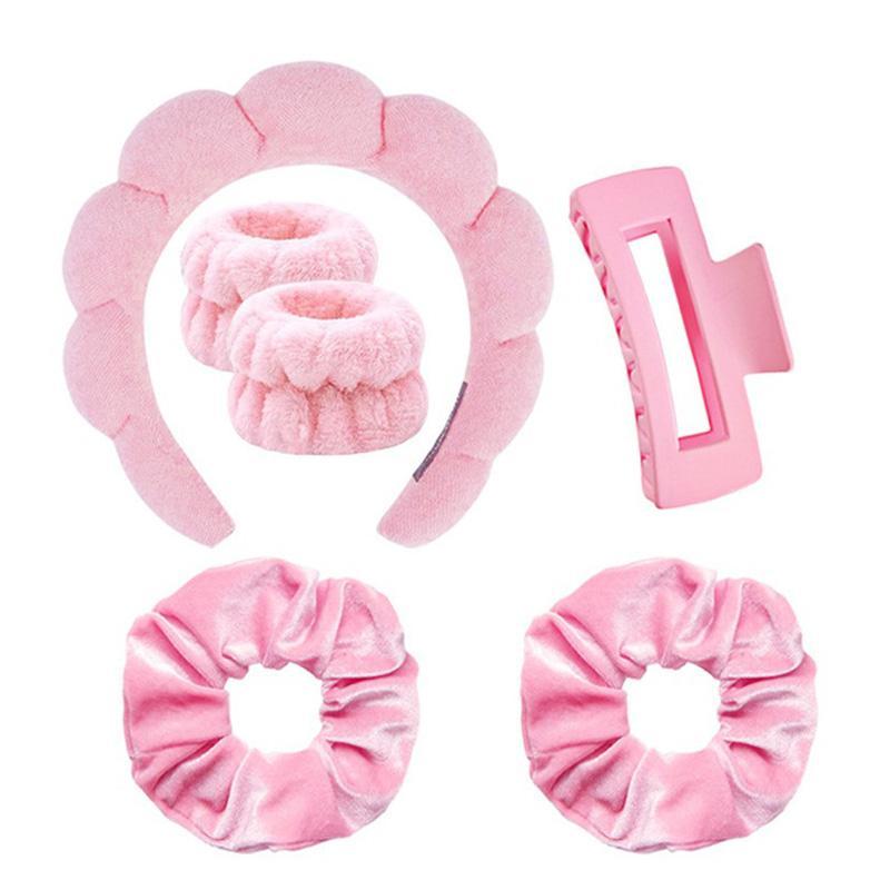 Hair Accessories for Women, 1 Count Cloud Shaped Hair Band & 2 Counts Elastic Hair Rope & 2 Counts Face Wash Wristband & 1 Count Hairpin, Heatless Styling Tools