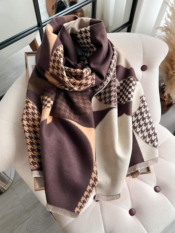 Women's Plaid Print Scarf, Casual Soft Warm Shawl for Daily Wear, Fashion Accessories for Women & Girls