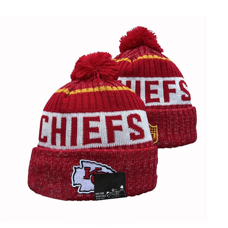 Kansas City Football Knit Beanie Pom Hat for Sport Fans - Winter Cuffed Cap