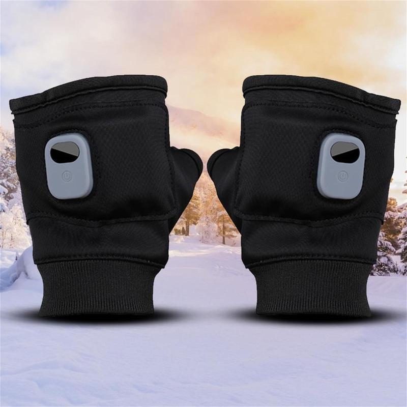 USB Rechargeable Heated Gloves, Electric Fingerless Gloves, Winter Warm Laptop Gloves, Hand Warmer for Men Women