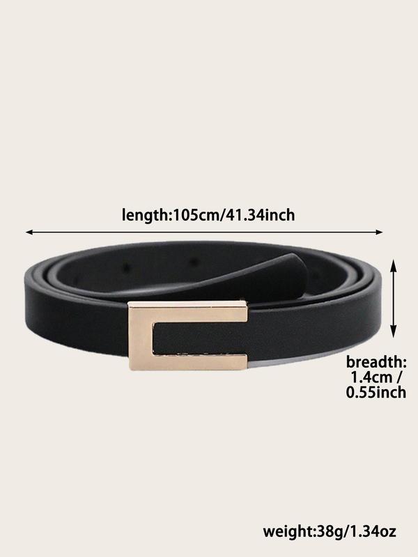 Women's Solid Pu Leather Belt, Fashionable Casual Waistband for Jeans & Skirt, All-match Fashion Accessories for Daily Wear, Trendy All-match & Exquisite Belt for Gift