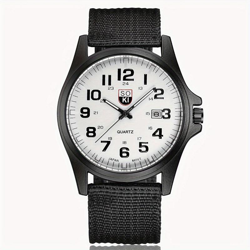 SOKI Men's 4pcs Fashion Watch Set with Calendar - Casual Quartz Watches, Nylon Strap, Alloy Case - Perfect Father's Day Gift