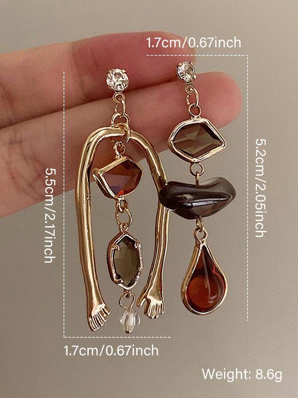 Vintage Geometric Asymmetry Design Dangle Earrings, 2024 New Style Fashion Jewelry for Party, Daily Clothing Decor, Trendy All-match & Exquisite Jewelry for Birthday Gift