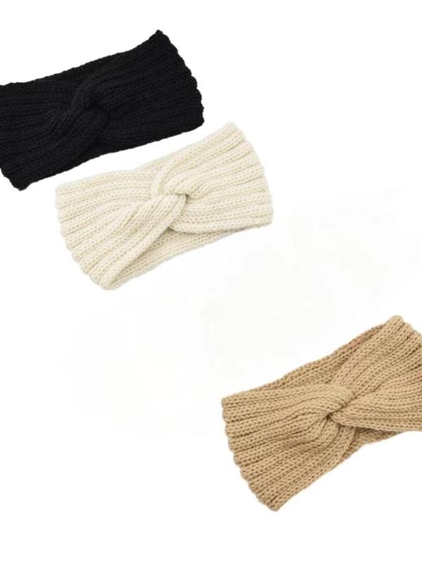 Women's Solid Color Knot Design Hair Bands, Casual Warm Comfortable Hair Band for Daily Use, Fashion Hair Accessories for Women & Girls