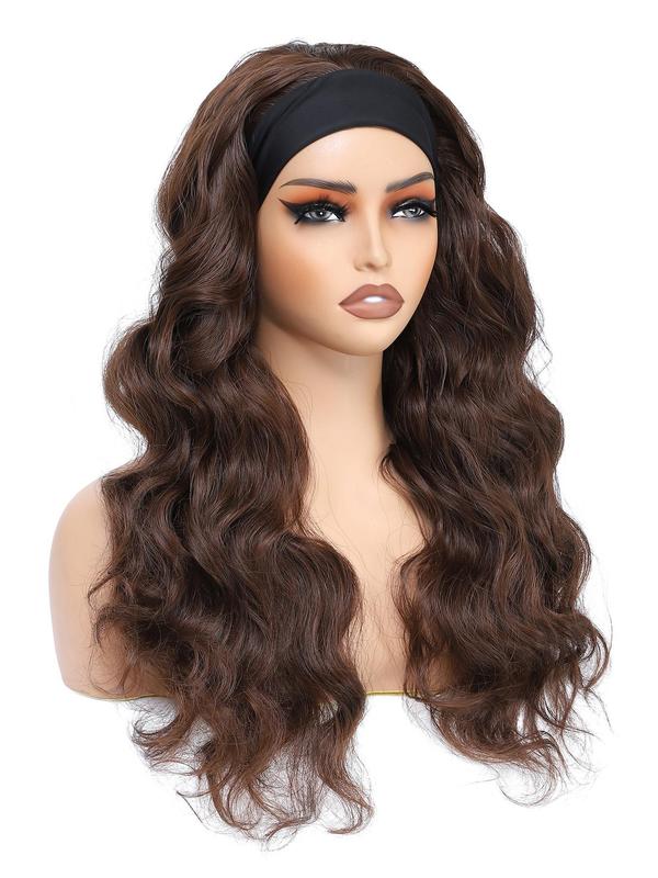 24 Inch Long Body Wavy Glueless Headband Wigs for Women, Hairstyles Ideas, Natural Looking Gorgeous Fluffy Glueless Wigs with Headband, Full Machine Wigs for Cosplay, Anime Or Costume Party Hairstyle, Back To School, Fall Outfit、Fall Freshness