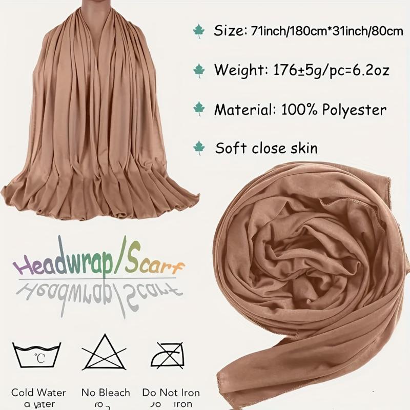 4pcs Boho Mature Jersey Turbans Solid Color Thin Breathable Shawls Casual Outdoor Sunscreen Elastic Scarves