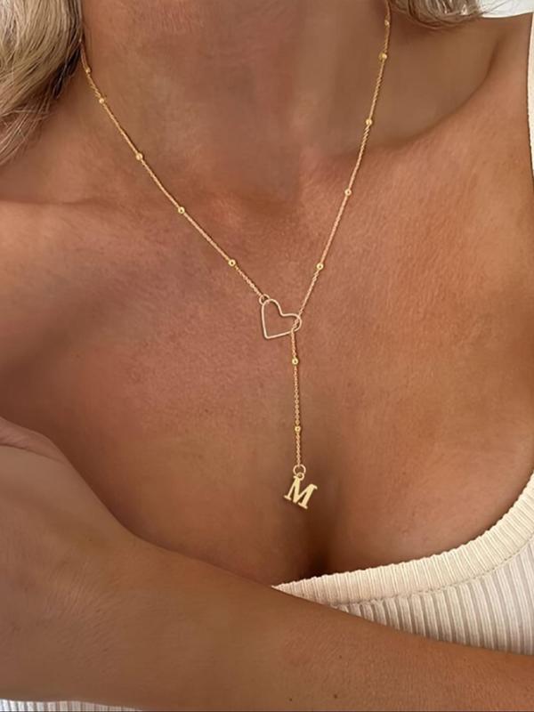 Fashion Letter Design Pendant Necklace for Women & Girls, Stainless Steel Jewelry for Party, Daily Clothing Decor, Trendy All-match & Exquisite Jewelry for Birthday Gift