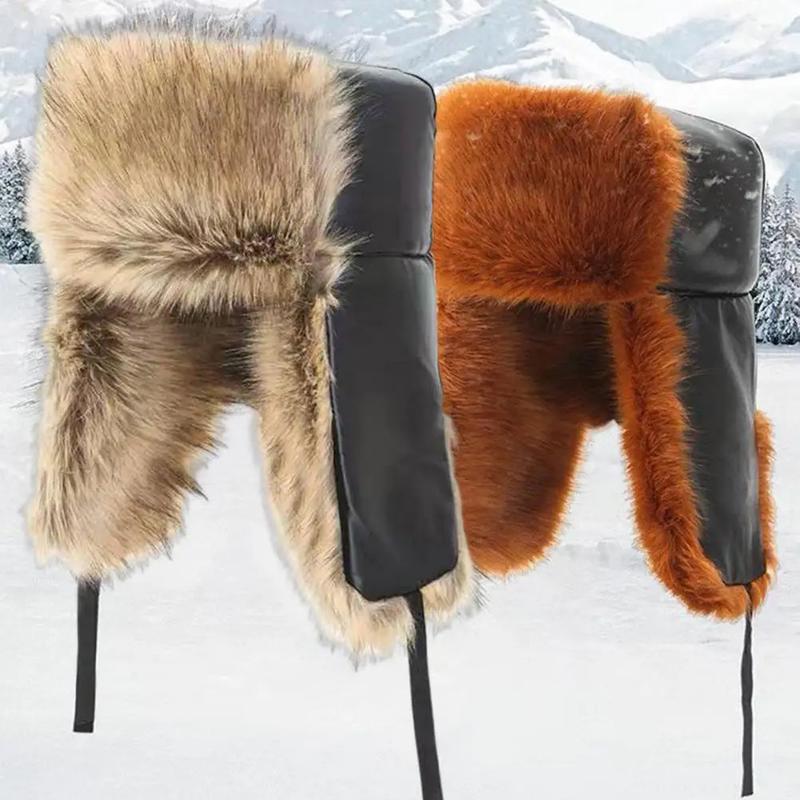 Russian Ushanka Trooper Hats Women Men Winter Outdoor Riding Faux Fur Cossack Cap Thick Lei Feng Hat Warm Soft Earmuff