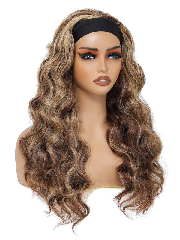 24 Inch Long Body Wavy Glueless Headband Wigs for Women, Hairstyles Ideas, Natural Looking Gorgeous Fluffy Glueless Wigs with Headband, Full Machine Wigs for Cosplay, Anime Or Costume Party Hairstyle, Back To School, Fall Outfit、Fall Freshness