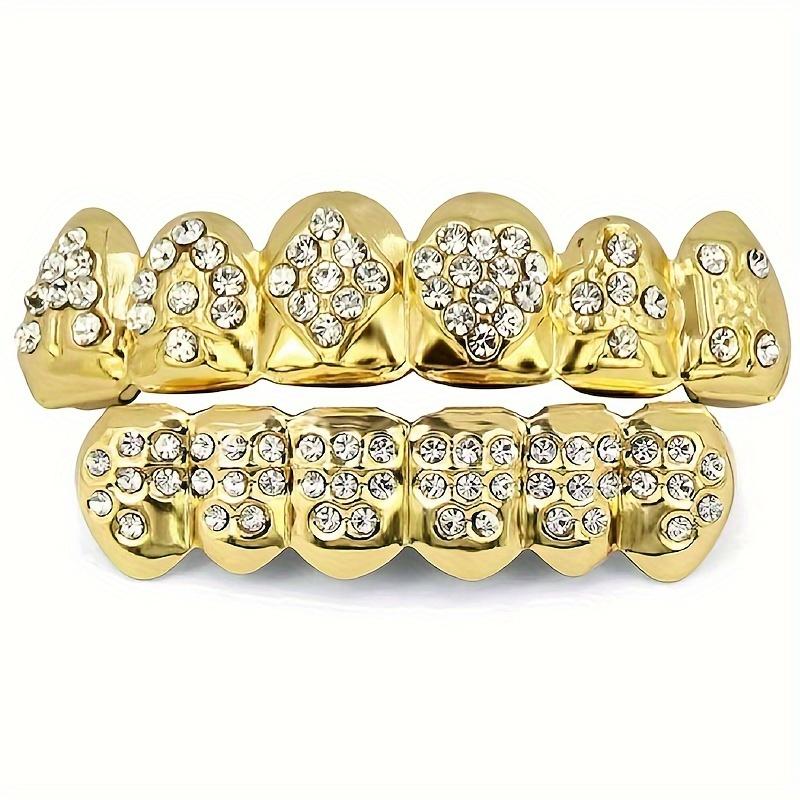 1pcs Golden Poker Grill Teeth Jewelry - Rapper Costume Accessory for Fancy Dress and Cosplay Events