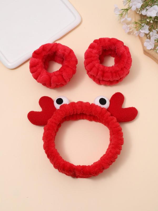 Cute Crabs Design Hair Band & Wristbands, Trendy Moisture Absorption Hair Band & Wristbands, Funny Hair Accessories Set