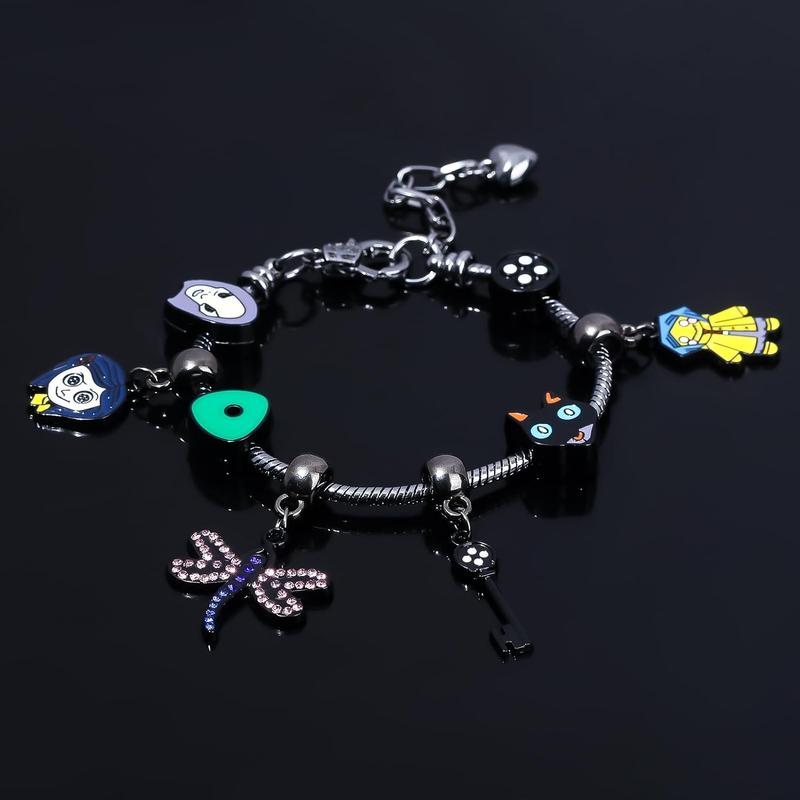 Coraline Charms Bracelet Key Seeing Stone Necklace - Halloween Costume Jewelry Gift for Women Men and Fans